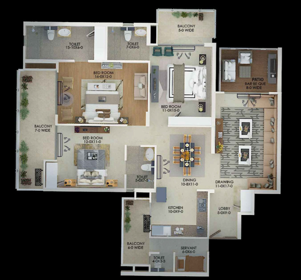 Nirala Grand — 3 BHK floor plan