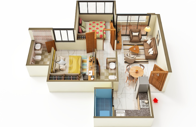 Abhinav The Curve — 2 BHK floor plan