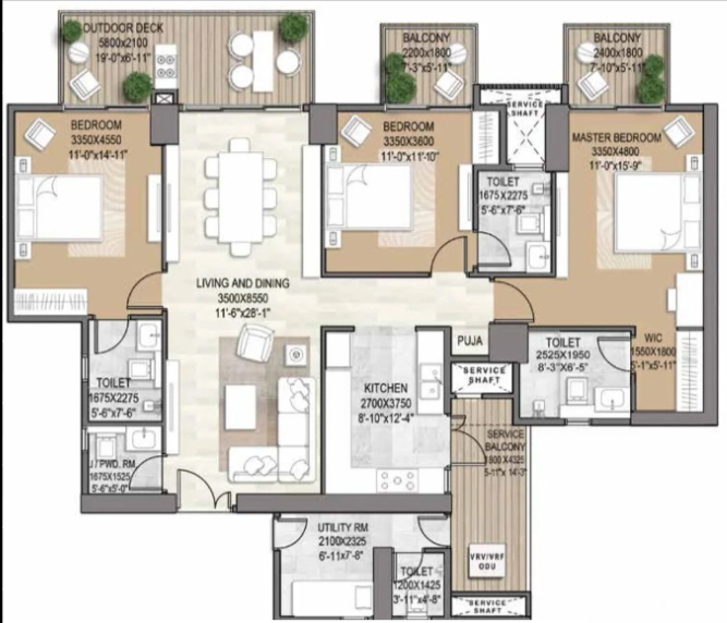 Signature Tonino Lamborghini Residences — 3 BHK floor plan