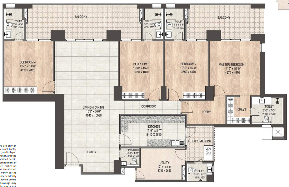 DLF Privana south — 4 BHK floor plan