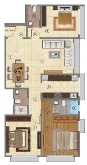 Runwal Raaya — 3 BHK floor plan