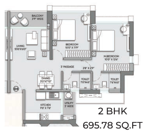 The Address by GS Wadala — 2 BHK floor plan
