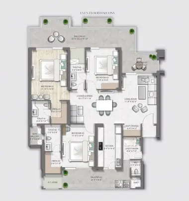 Ambition The Platinum — 3 BHK floor plan