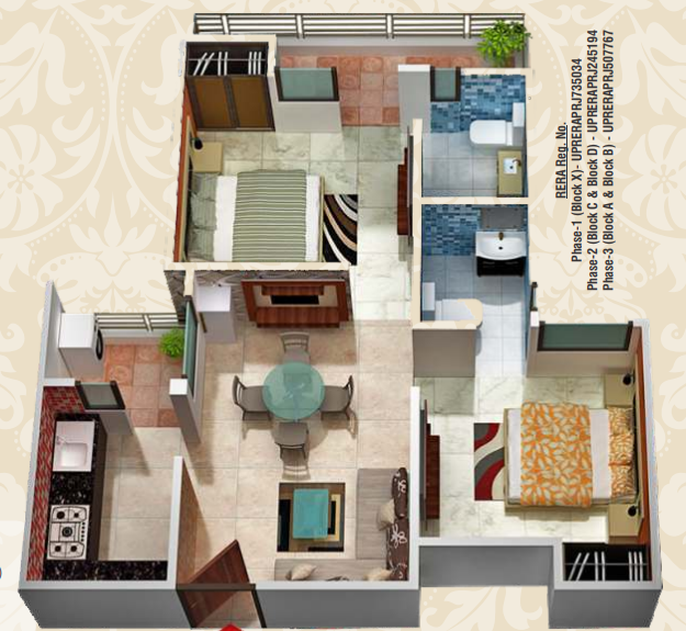 SCC Blossom — 2 BHK floor plan