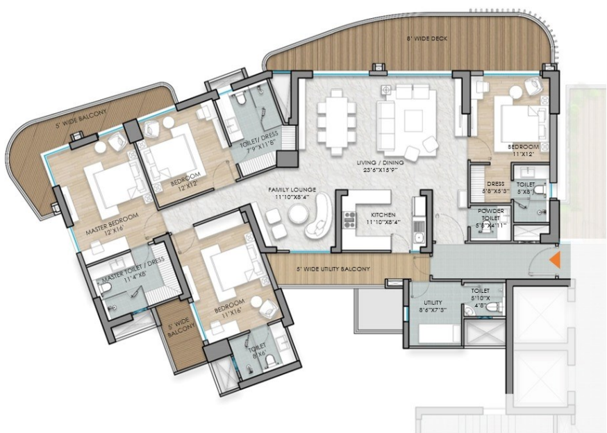Aditya The Kutumb — 4 BHK floor plan