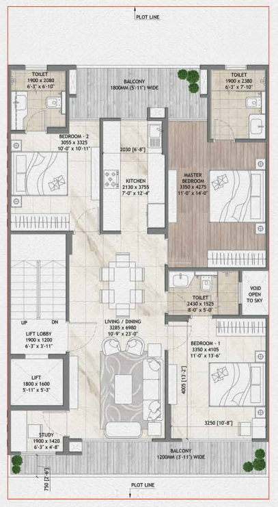 Signature Global Daxin Vistas — 3 BHK floor plan