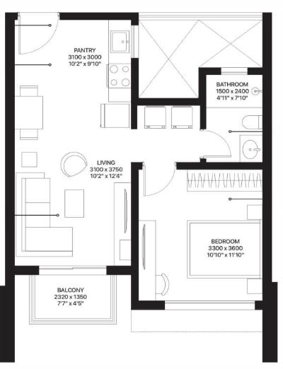 Sobha Aurum — 1 BHK floor plan