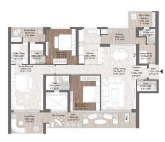 Elan The Presidential — 3 BHK floor plan