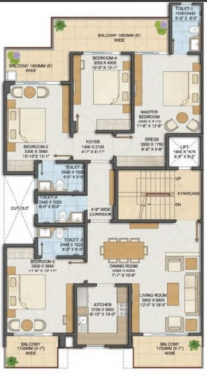 Adani Samsara Avasa — 4 BHK floor plan