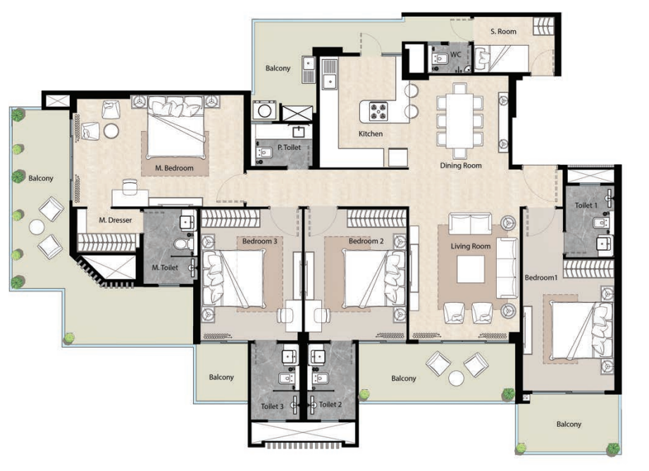 Garur Golf Island — 4 BHK floor plan