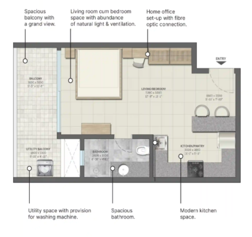 Sobha Altus — 1 BHK floor plan