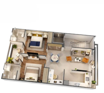 M3M Soulitude — 2 BHK floor plan