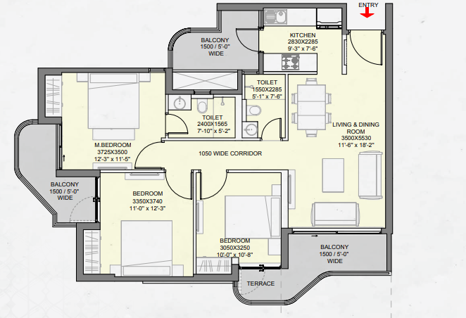 Eldeco Ballads of Bliss — 2 BHK floor plan