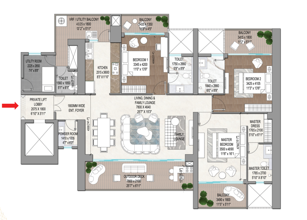 Signature Global Titanium SPR — 3 BHK floor plan