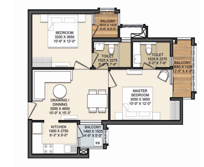 Apex Quebec — 2 BHK floor plan
