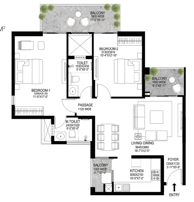 Godrej Nature Plus — 2 BHK floor plan