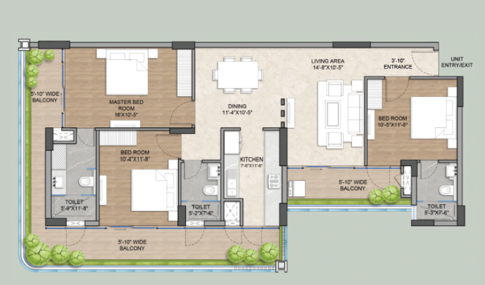 Emperium Titan — 3 BHK floor plan