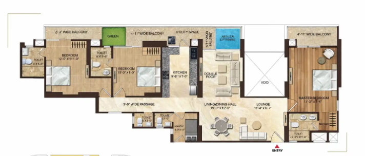 Dasnac Burj Noida — 3 BHK floor plan