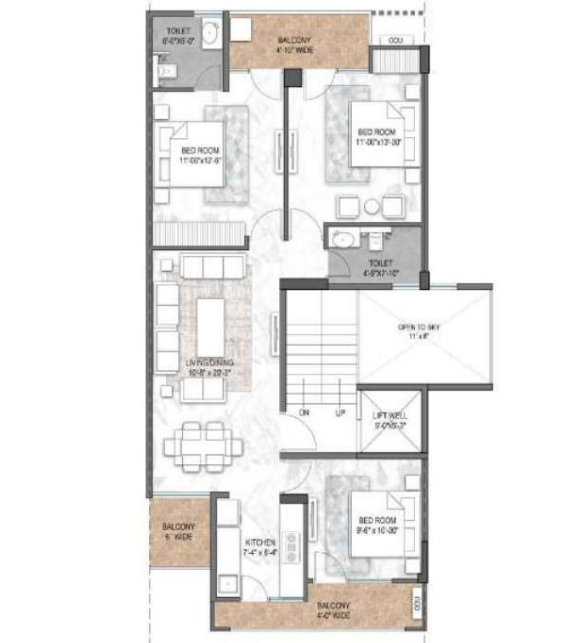 Landmark Avana — 3 BHK floor plan