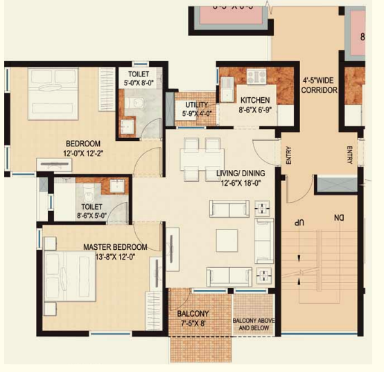 Jaypee Greens Krescent Homes — 2 BHK floor plan