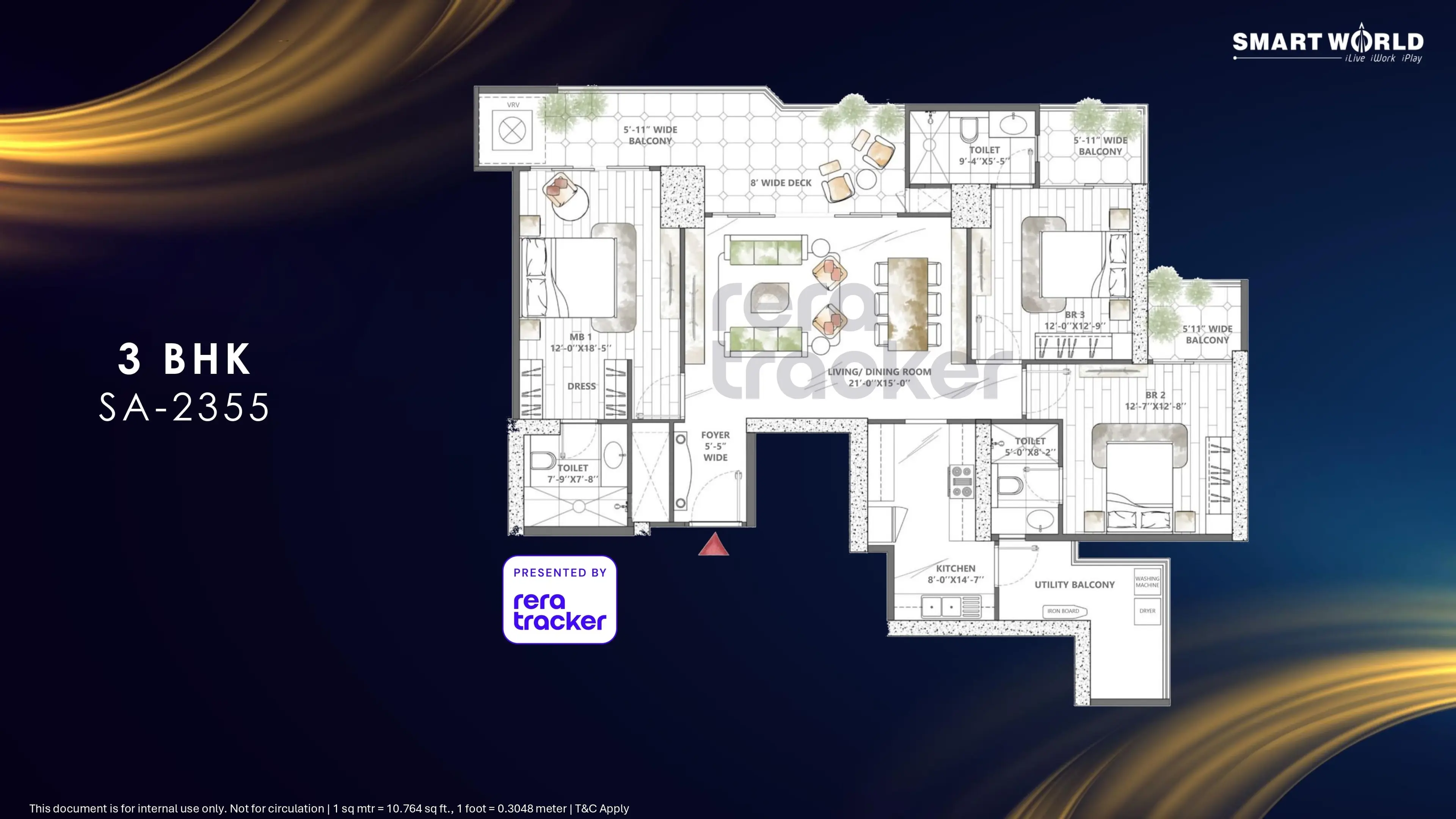 Smartworld Sky Arc — 3 BHK floor plan
