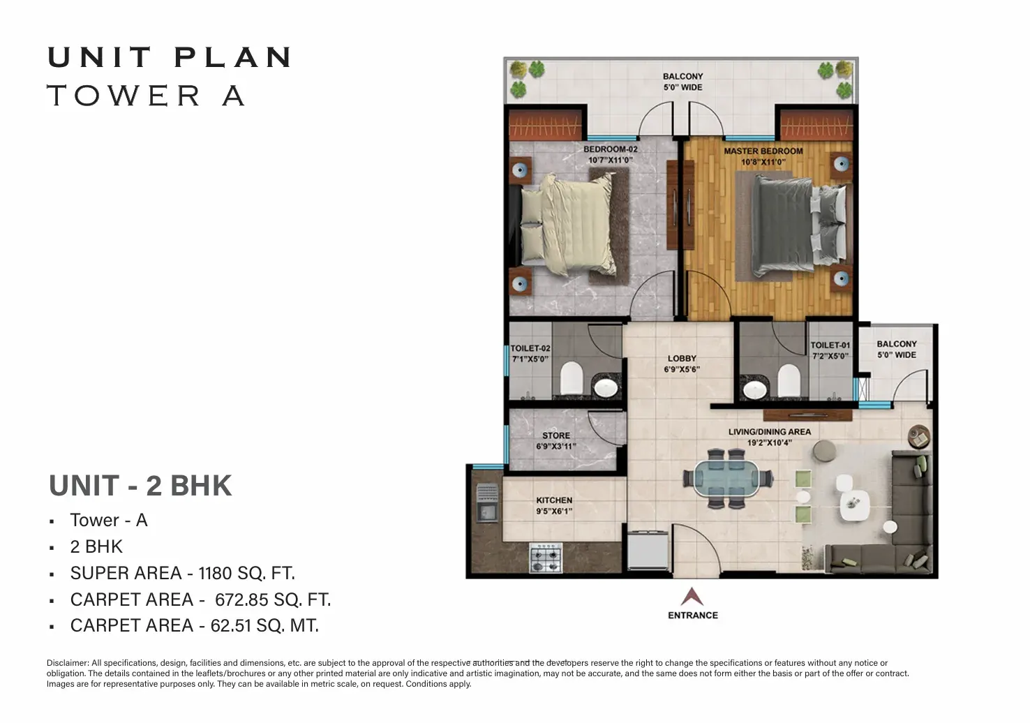 Aero Heights — 2 BHK floor plan