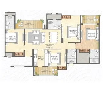 CRC The Peridona — 4 BHK floor plan