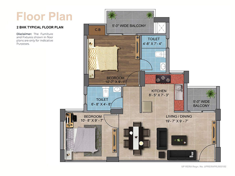 Aditya Urban Royale — 2 BHK floor plan