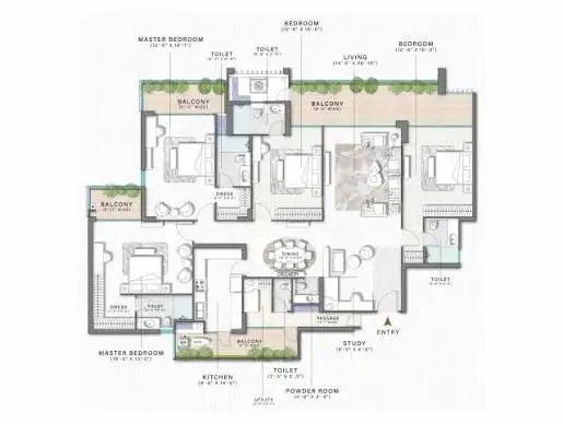 M3M Altitude — 4 BHK floor plan