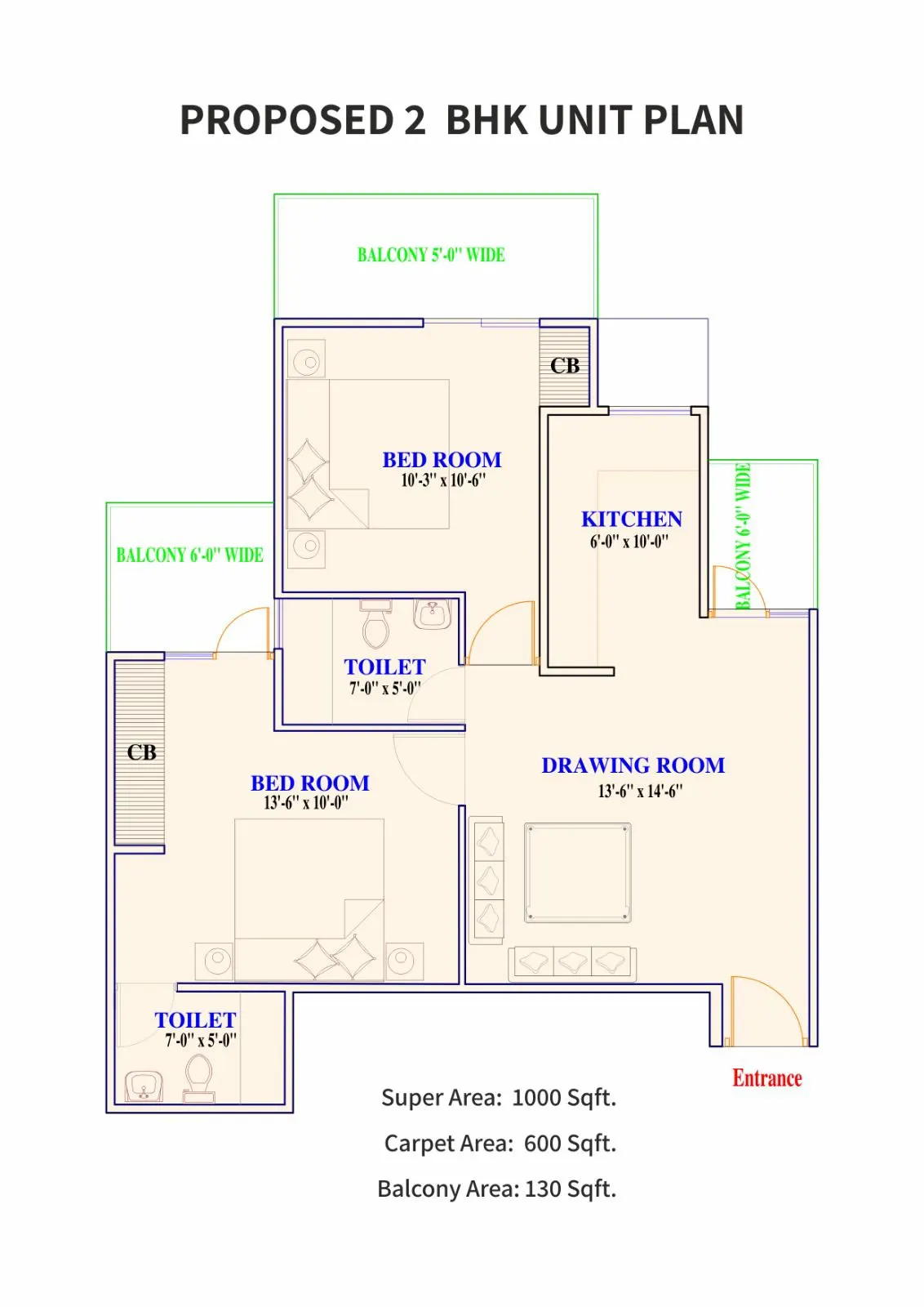 Adore Prima — 2 BHK floor plan