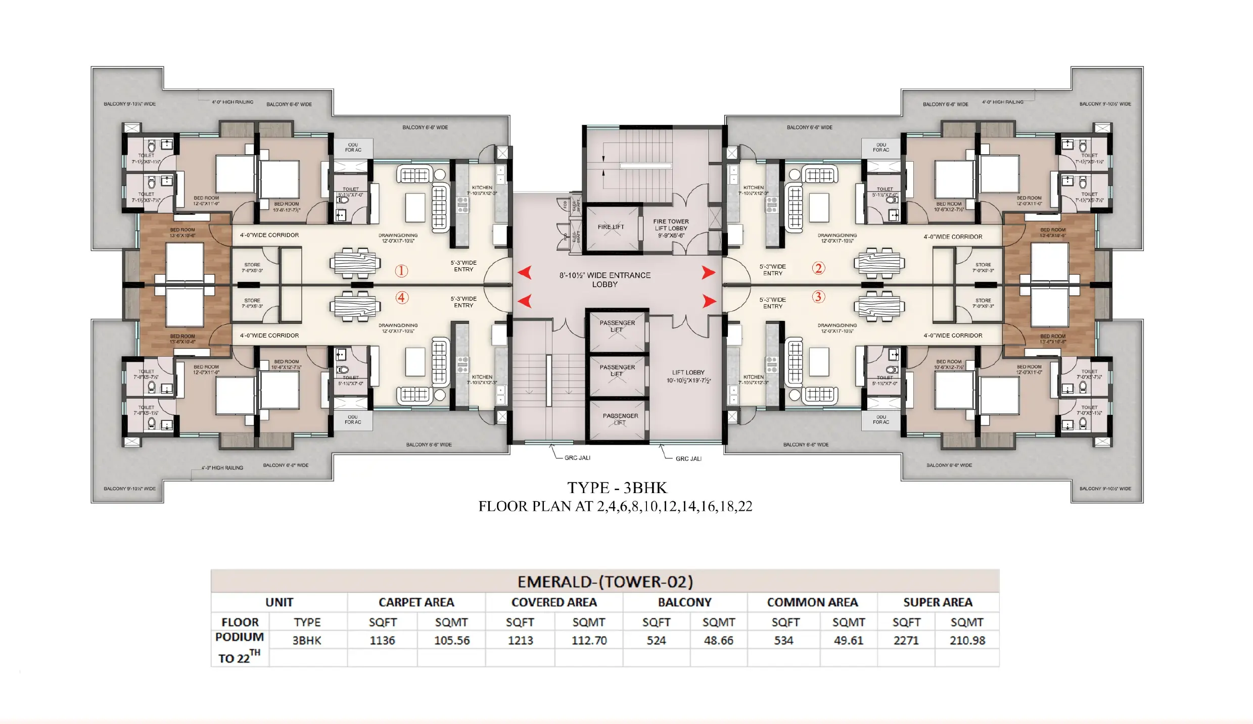 Sawasdee Heights — 3 BHK floor plan