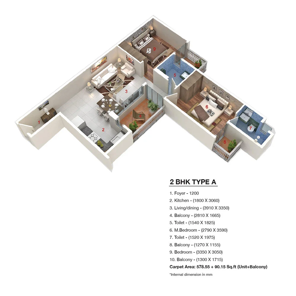 Aashiyara Homes — 2 BHK floor plan